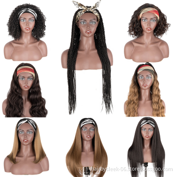Rebecca fashion brand 34 inches wholesale Braided Wigs Long Twist Braids style synthetic hair headband wig for black women